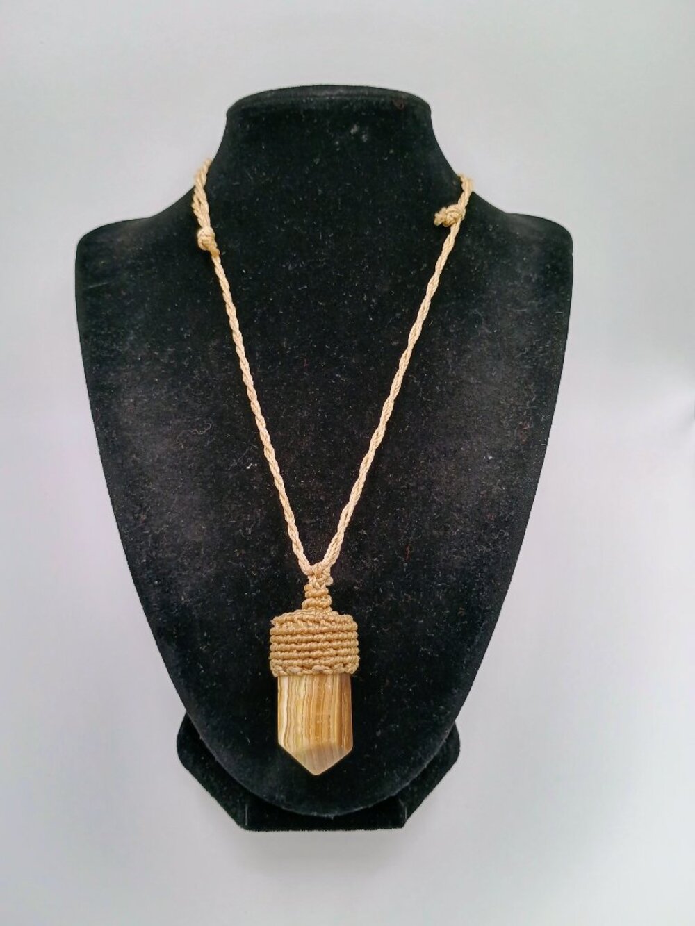 Handmade Macrame Necklace with Natural Stone